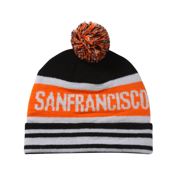 City Beanie San Francisco Cuffed Pom Beanie - Orange/Black
