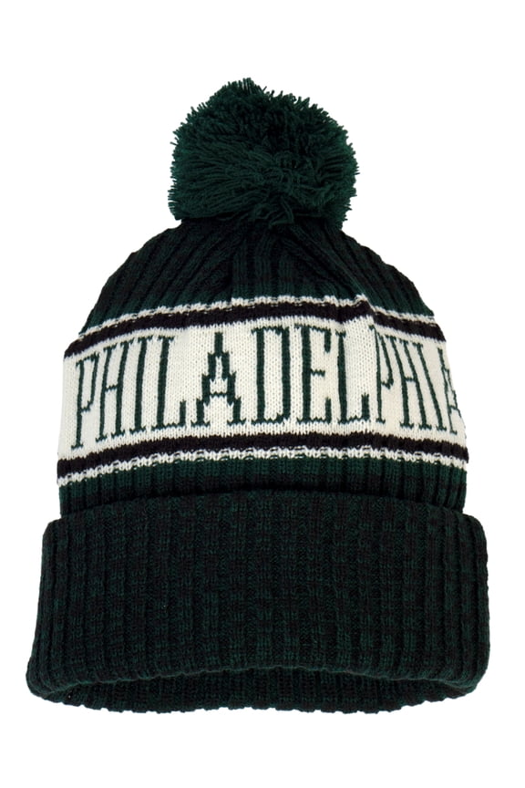 TOP HEADWEAR City Beanies for Football Fans - Cuff Knit Winter Skull Cap with Pom, Philadelphia