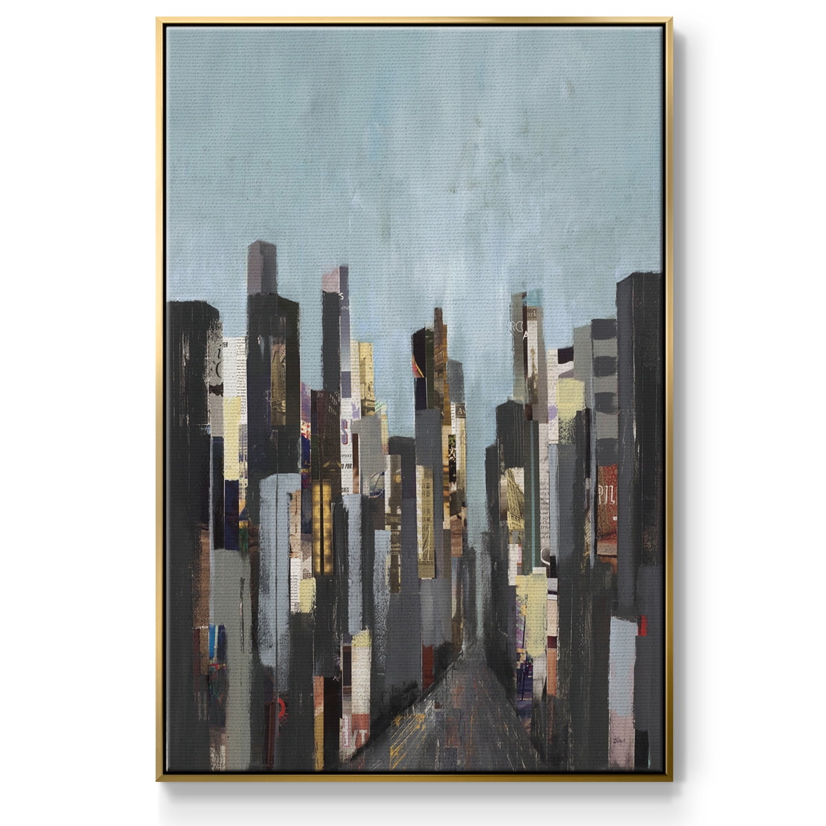 City Beat Framed Premium Gallery Wrapped Canvas - Ready to Hang - 25 x 37 - Gold Floating Frame