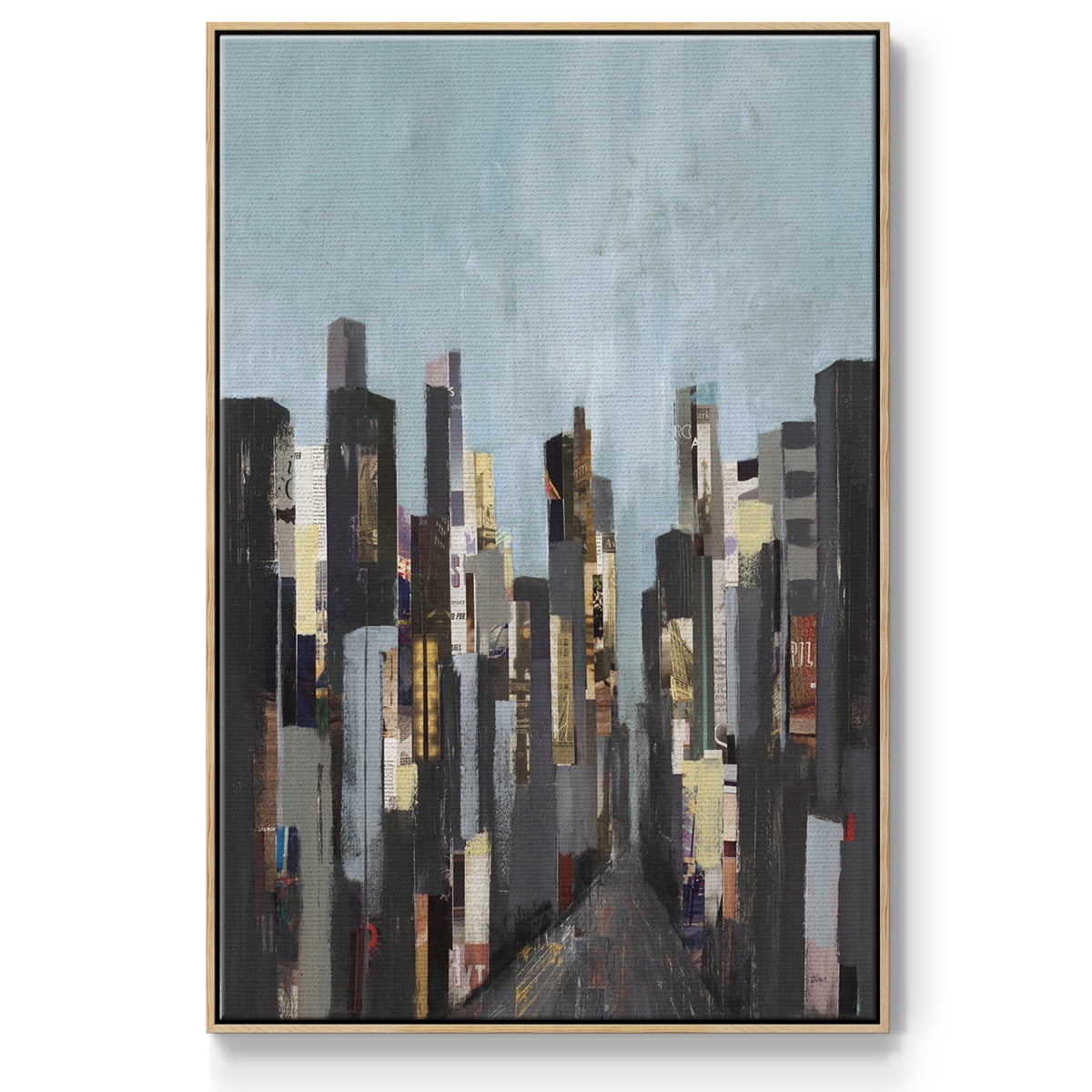 City Beat Framed Premium Gallery Wrapped Canvas - Ready to Hang - 25 x 37 - Natural Wood Floating Frame