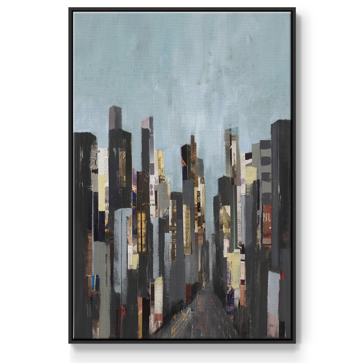 City Beat Framed Premium Gallery Wrapped Canvas - Ready to Hang - 27 x 41 - Black Floating Frame