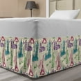 thumbnail image 1 of City Bed Skirt, Big Ben Eiffel Tower of Liberty Colosseum Doodle Sketch Tourist Attractions, Elastic Bedskirt Dust Ruffle Wrap Around for Bedding Decor, 4 Sizes, Multicolor, by Ambesonne, 1 of 2