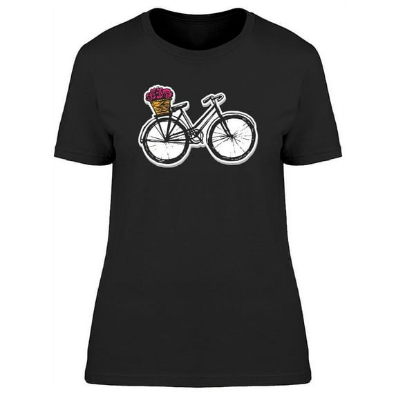 City Bicycle With Roses T-Shirt Women -Image by Shutterstock, Female 3X-Large