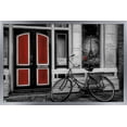 thumbnail image 1 of City Bike in Black and White Color Selected Red Wall Poster, 14.725" x 22.375" Framed, 1 of 6