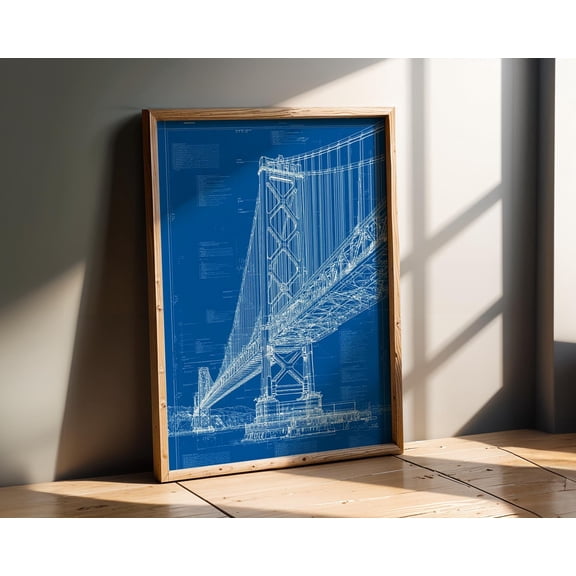City Blueprint , Bridge Poster , Engineering Wall Art , Architect Office Decor , Poster Print Only