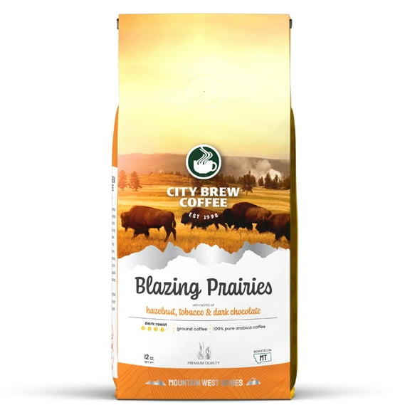 City Brew Blazing Prairies Blend Dark Roast Ground Coffee, 12 oz