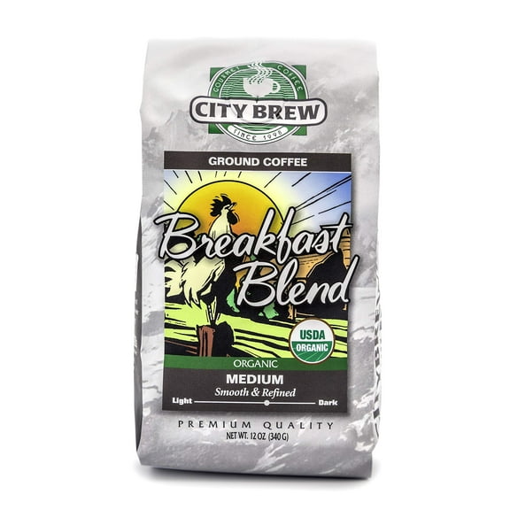 City Brew Organic Breakfast Blend Coffee Medium Roast 12 oz (Pack of 32)