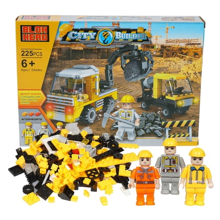 City Builder Interlocking Block Construction Site Play Set 225 Piece
