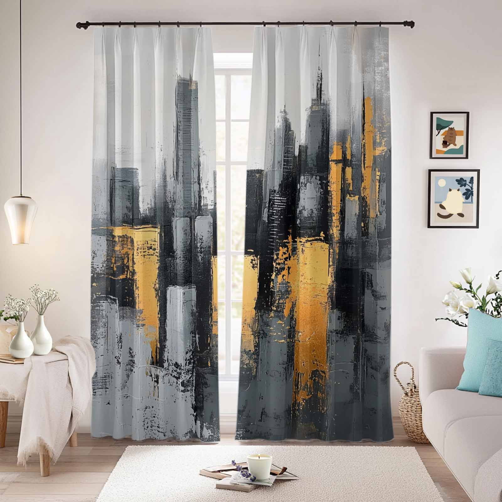 City Building Blackout Curtains for Bedroom/Living Room, Pinch Pleated ...