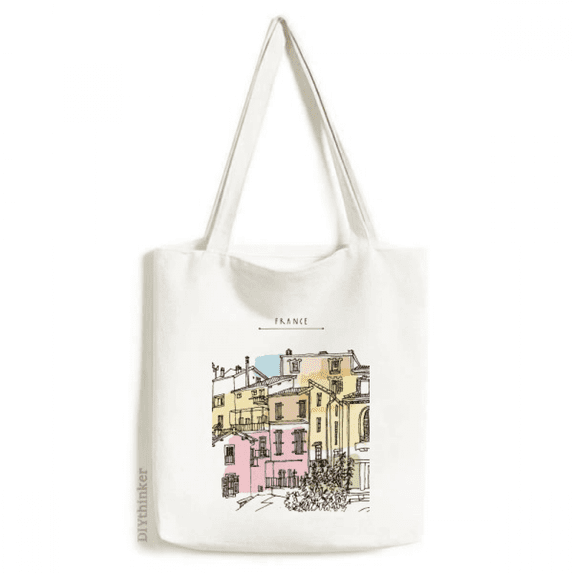 City Building Colorful France Painting Tote Canvas Bag Shopping Satchel Casual Handbag
