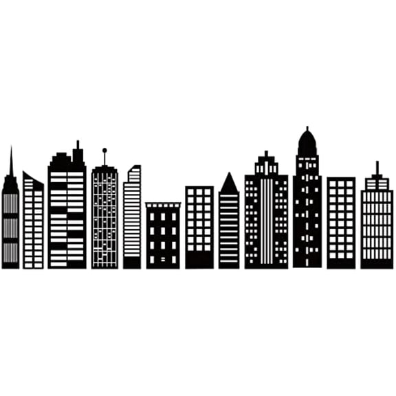 City Building Pattern PVC Wall Sticker Home Theme Wall Decals Vinyl Wall Art for Living Room Bedroom Bathroom Home Decoration