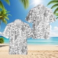 thumbnail image 1 of City Buildings Hawaiian Shirt for Men, Button Down Summer Beach Short Sleeve, Vintage Style, S-5XL, 1 of 4