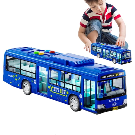 City Bus Toy Model – Large Simulation Electric Public Bus | Openable Doors Light Music Feature, Battery Operated Educational Vehicle For Kids Boys, Birthday Gift Play Car