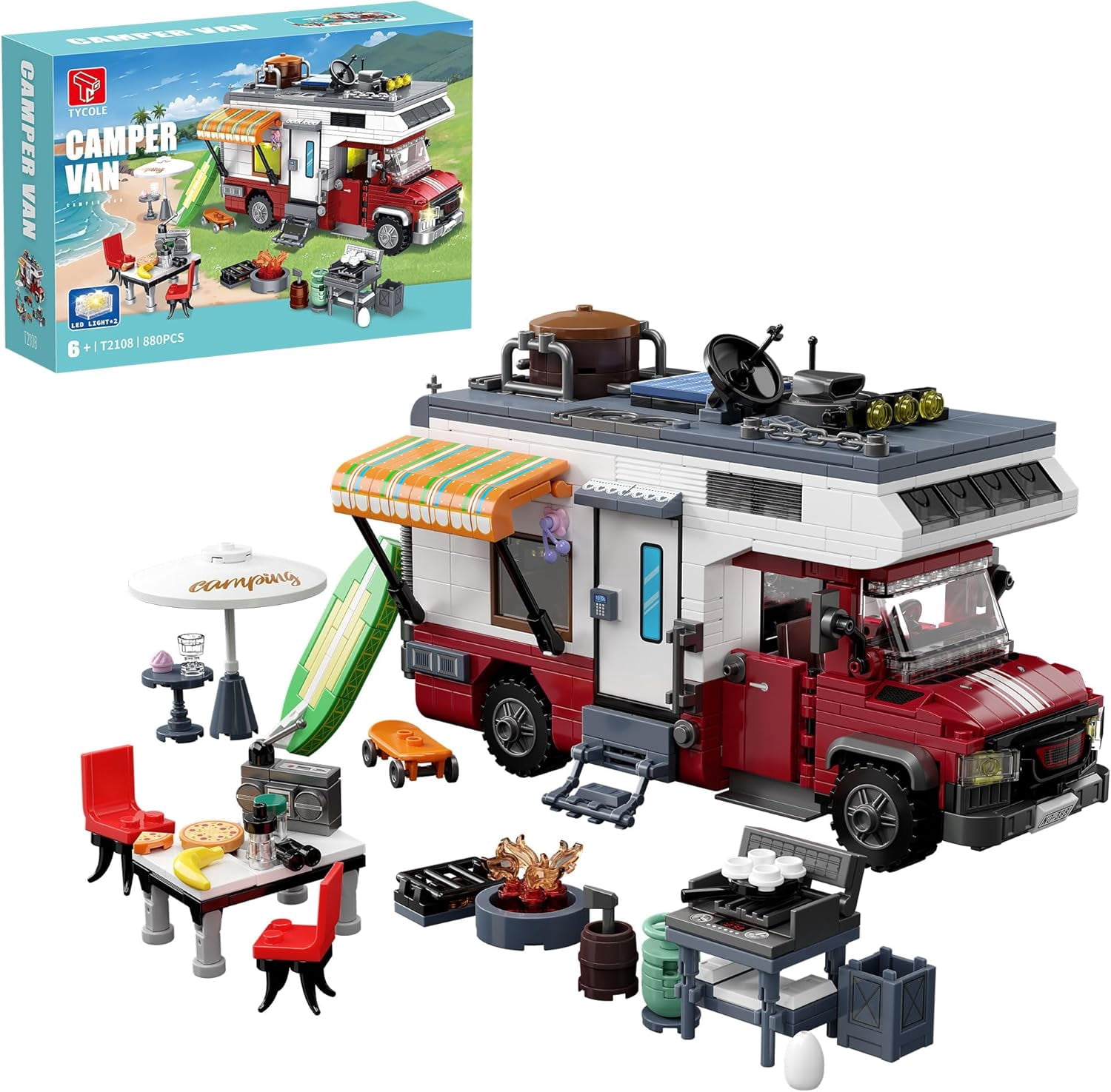 City Camper Van Building Set-Beach Camping Themed Construction Toy Kit ...
