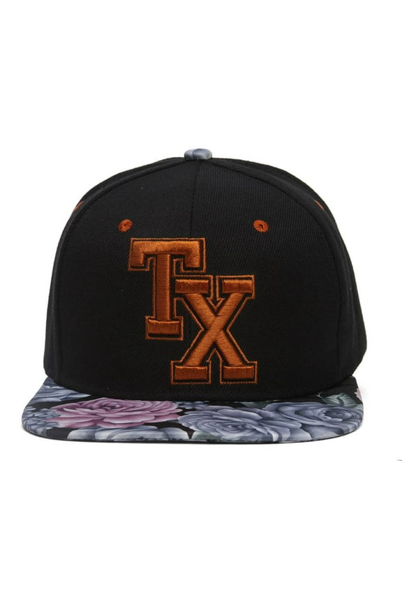 Black/Floral Adjustable Snapback - Texas