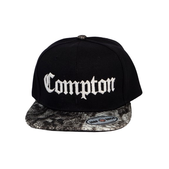 City Caps Compton Olde English Snapback w/ Bill Design - Black/Snake