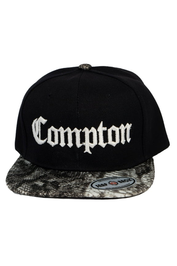 City Caps Compton Olde English Snapback w/ Bill Design - Black/Snake