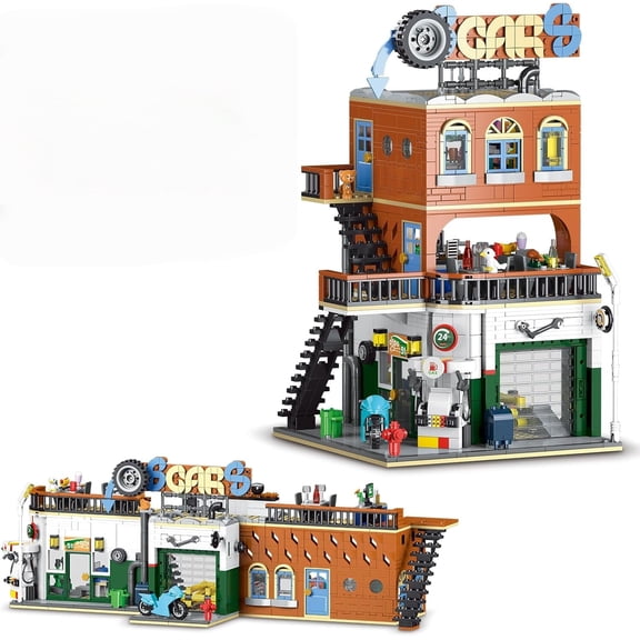 City Car Repair Shop Building Set Compatible with Lego for Adults, Architecture Building House Kit for Boys and Girls 8-14 Years 1637 pcs