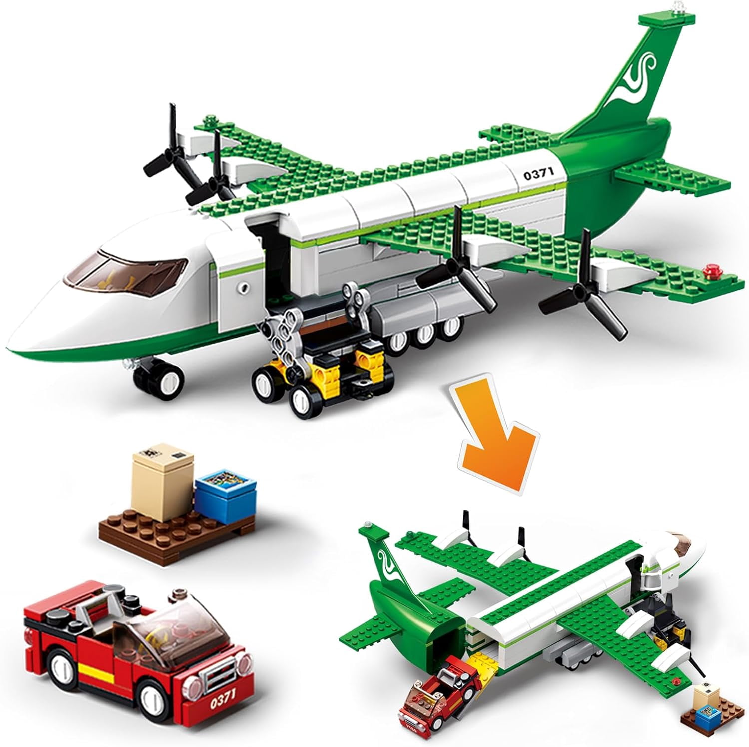 Plane Building Blocks City Cargo Plane Building Set, Plane City Kits Building Blocks with Car ...