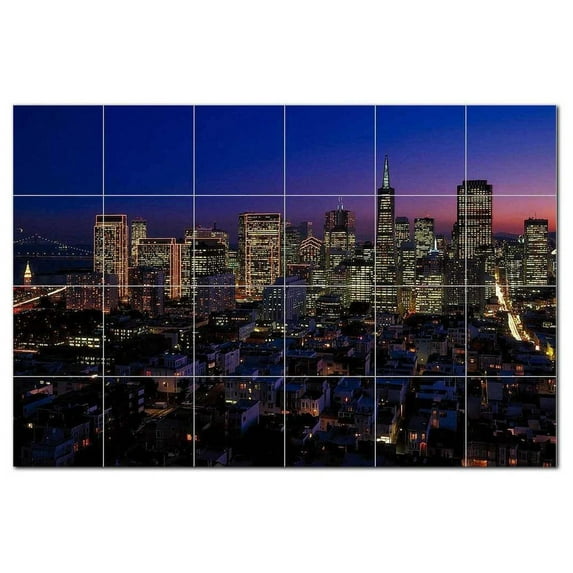 City Ceramic Tile Mural Kitchen Backsplash Bathroom Shower, 400519-M64