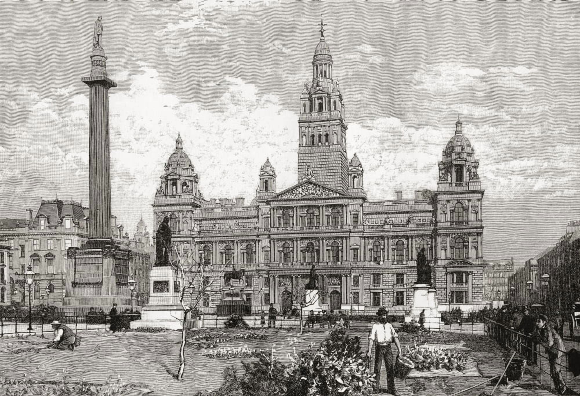 The City Chambers George Square Glasgow Scotland in the 19th century From Cities of the World published c1893 Canvas Art - Ken Welsh Design Pics (17 x 11)