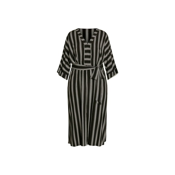 City Chic Casablanca Stripe Maxi Dress Black And Ivory 16W