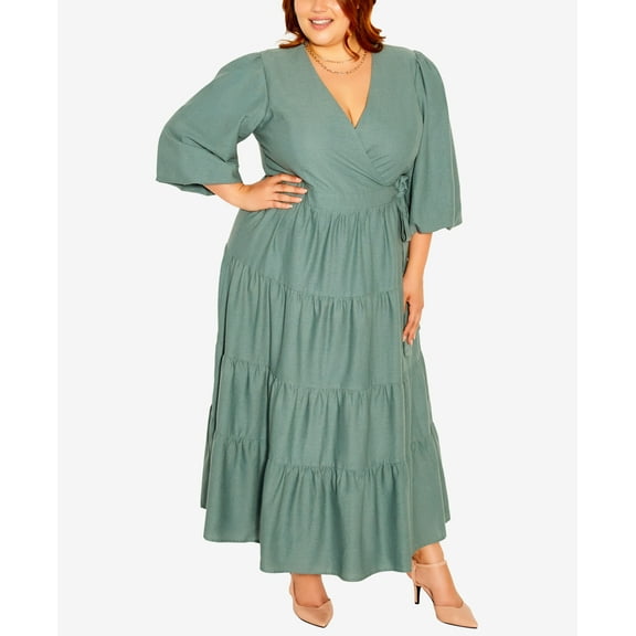 City Chic English Rose Maxi Dress Clover 16W