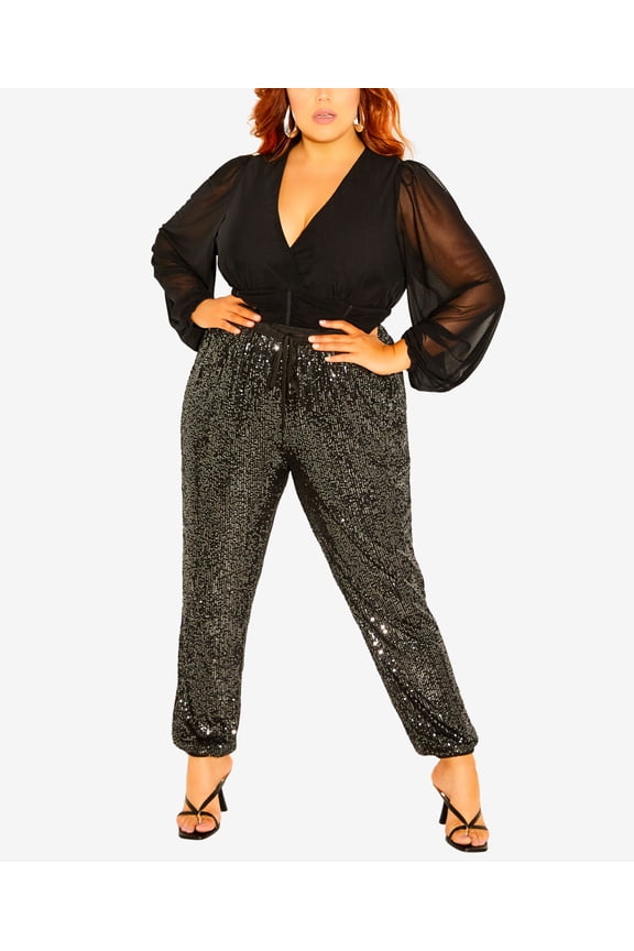 Plus Size Let's Party Pants Black 18W