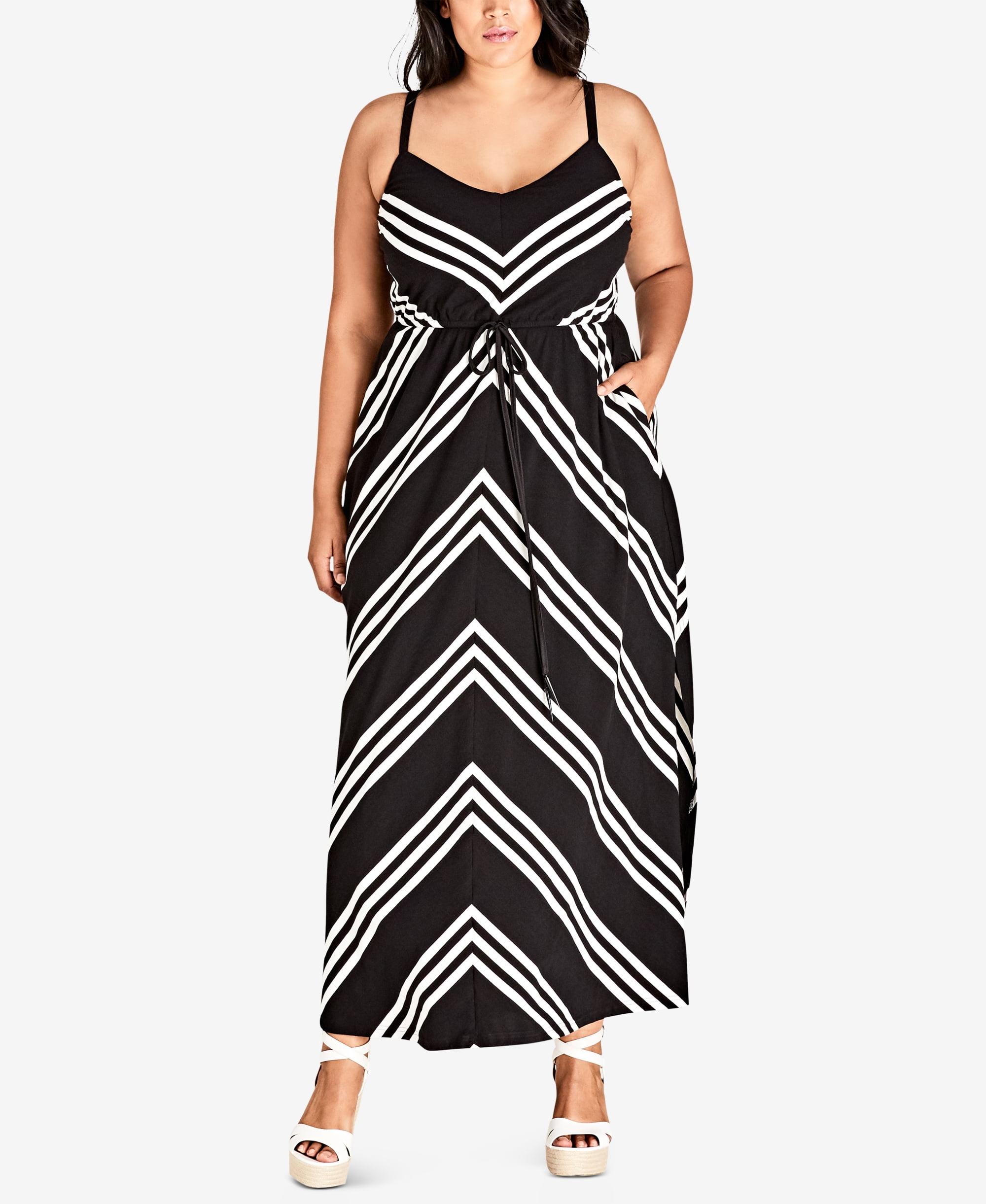 City Chic Trendy Chevron-Stripe Maxi ...