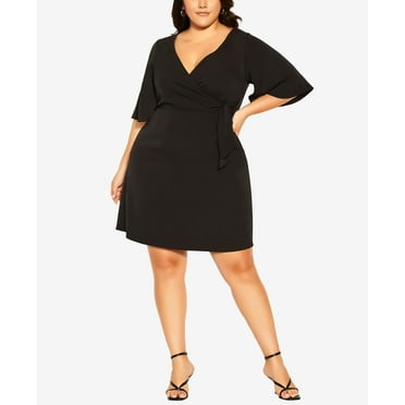 City Chic Trendy Plus Size Carly Mini Dress Black 22W