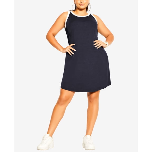 City Chic Trendy Plus Size Contrast Mini Dress Navy 14W