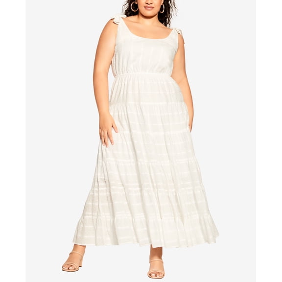 City Chic Trendy Plus Size Dobby Love Maxi Dress Ivory 22W