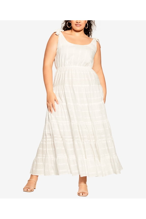 Trendy Plus Size Dobby Love Maxi Dress Ivory 22W