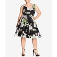 thumbnail image 1 of City Chic Trendy Plus Size Floral Print Fit Flare Dress Black 14, 1 of 1