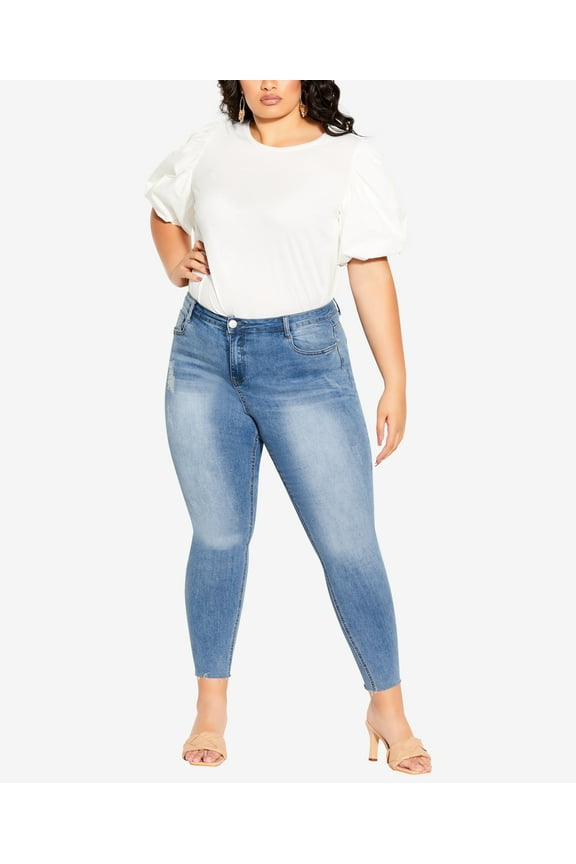 Trendy Plus Size Harley Crush Skinny Jeans Medium Denim 16W