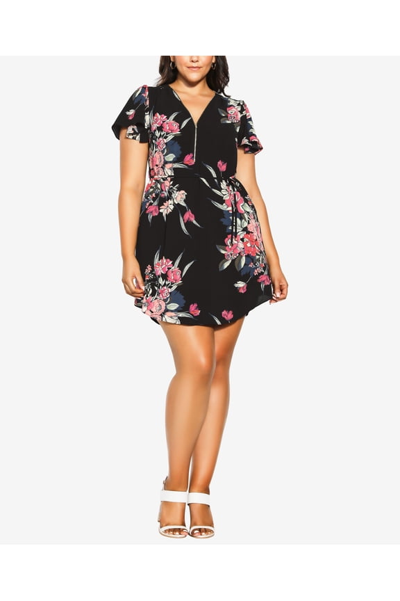 Trendy Plus Size Misty Zip Dress Mis Misty Floral 18W