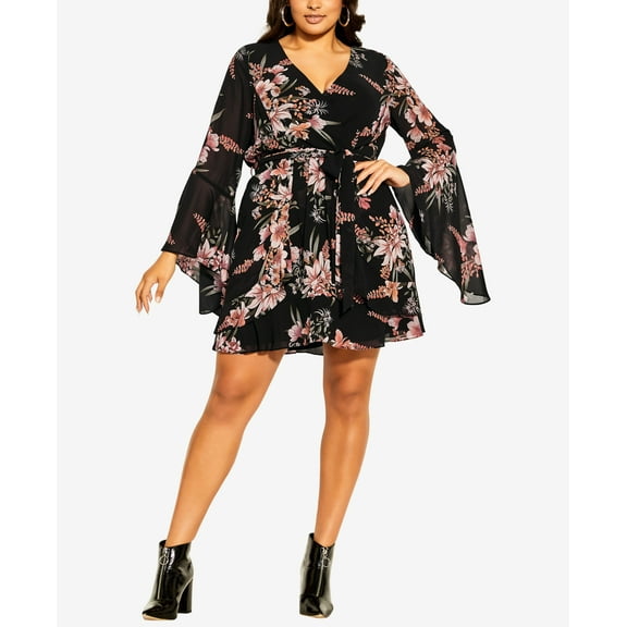 City Chic Trendy Plus Size Mystique Floral Mini Dress Gypsy Floral 22W