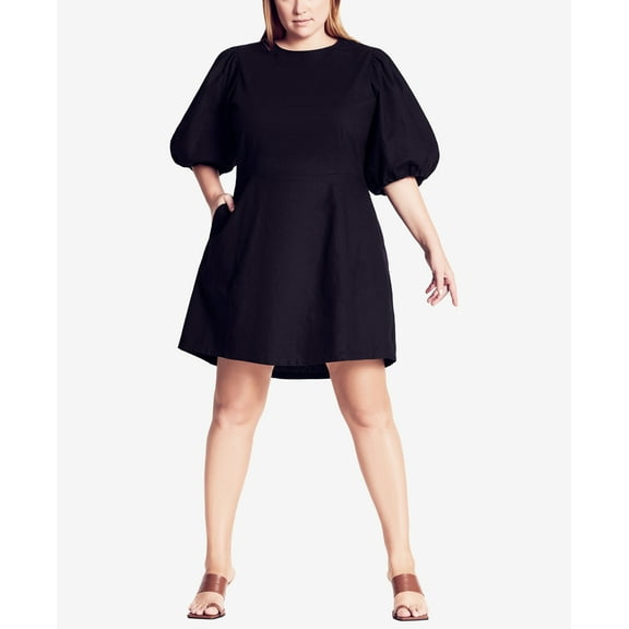City Chic Trendy Plus Size Pacific Breeze Dress Black 16W