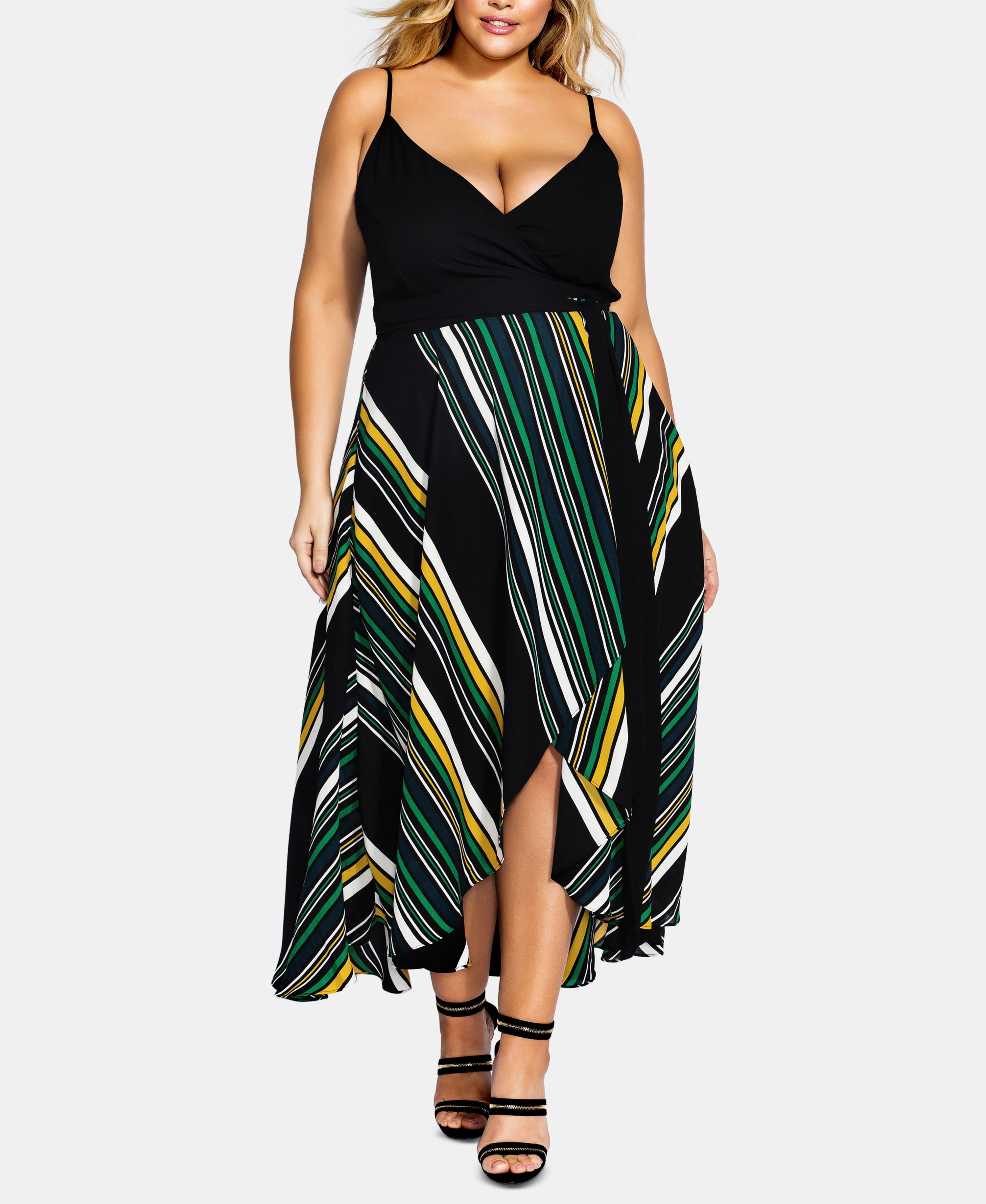 city chic plus size homecoming dress Trendy Printed High Low Varsity Stripe 24W T-Plain
