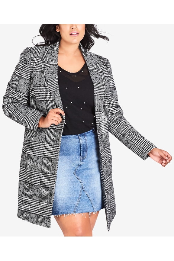 Trendy Plus Size Say It Isnt So Coat Plaid L