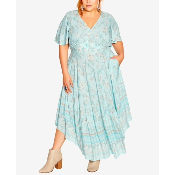 City Chic Trendy Plus Size Spirited Floral V Neck Maxi Dress Spirited Floral 14W