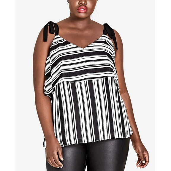 City Chic Trendy Plus Size Striped Top Black Stripe 22W