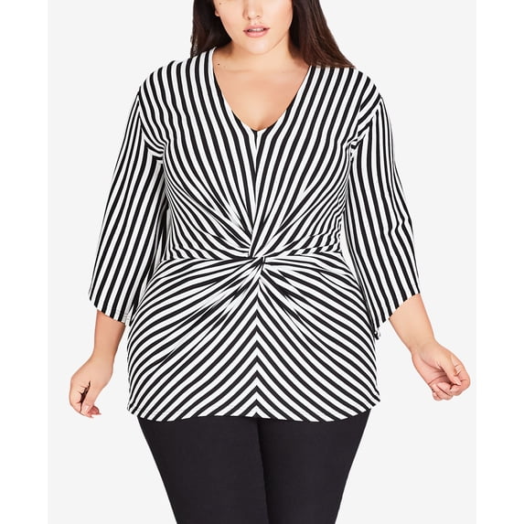 City Chic Trendy Plus Size Striped Twist Front Top Stripe 18W