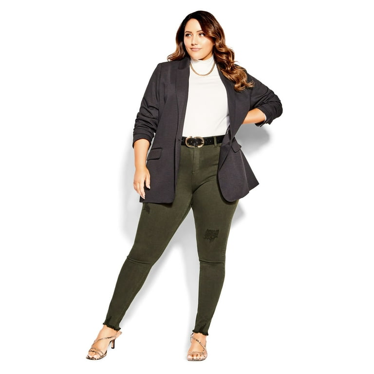 City Chic Women's Hi Rise Asha Jeans Green Size 22W