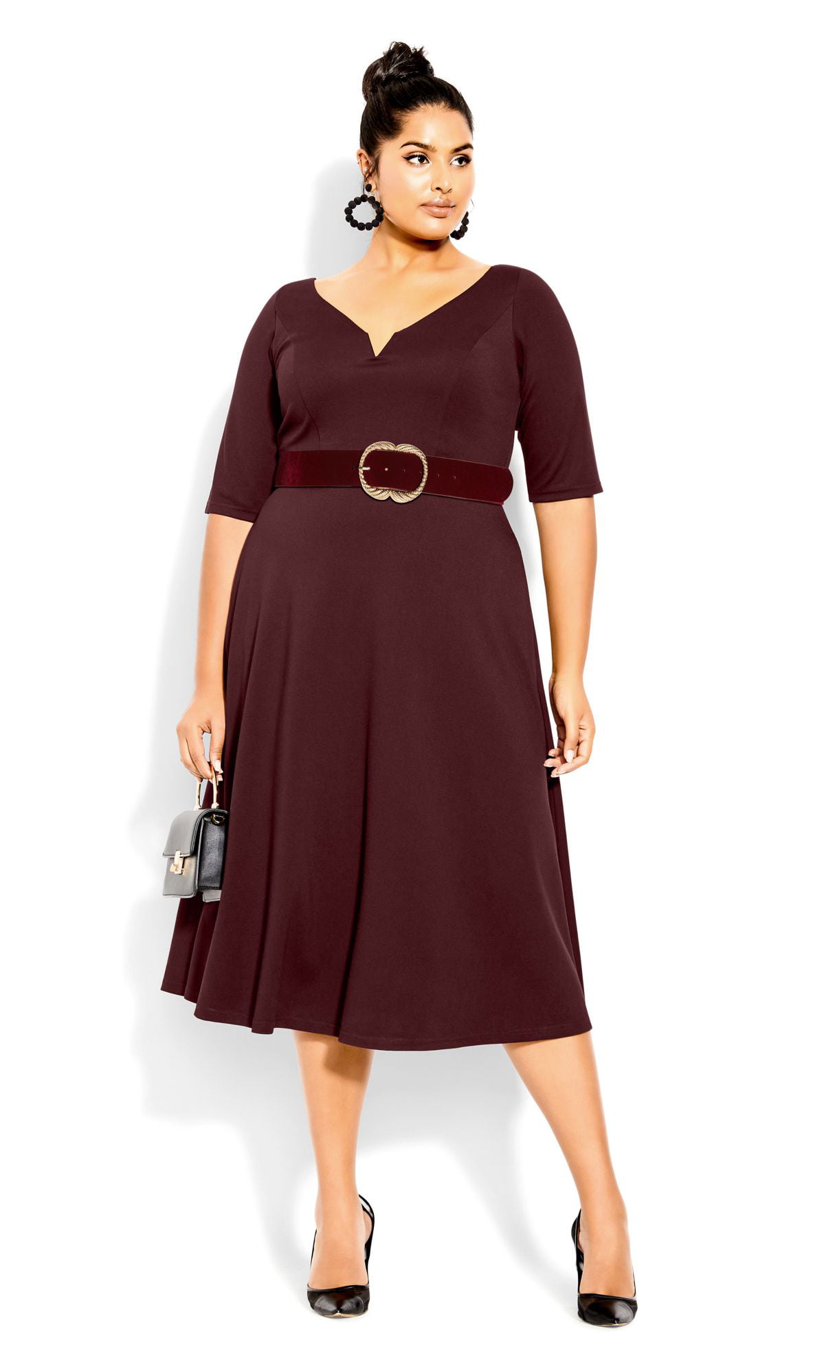 City Chic  Women's Plus Size Cute Girl Elbow Sleeve Dress - Plum - 14w :  Target