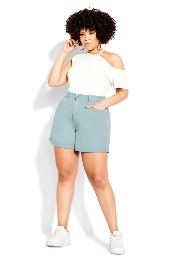 Women's Plus Size Denim Lounge High Rise Shorts - Juniper