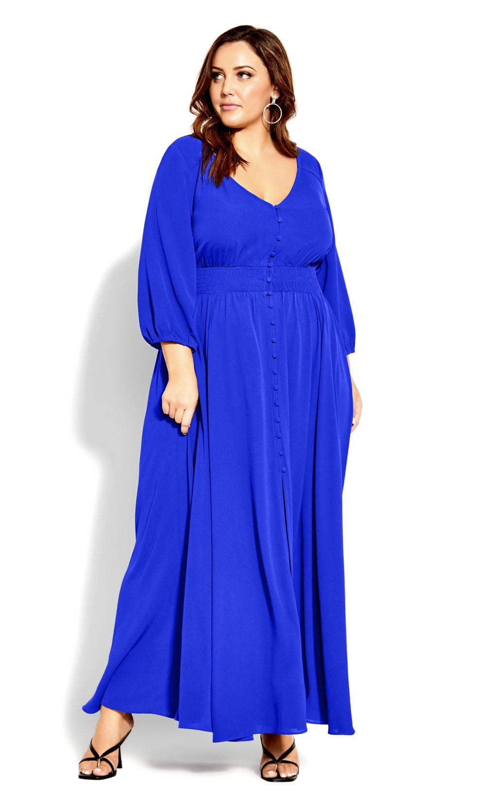 City Chic Women's Plus Size Desire 3/4 Sleeve V-Neck Maxi Dress