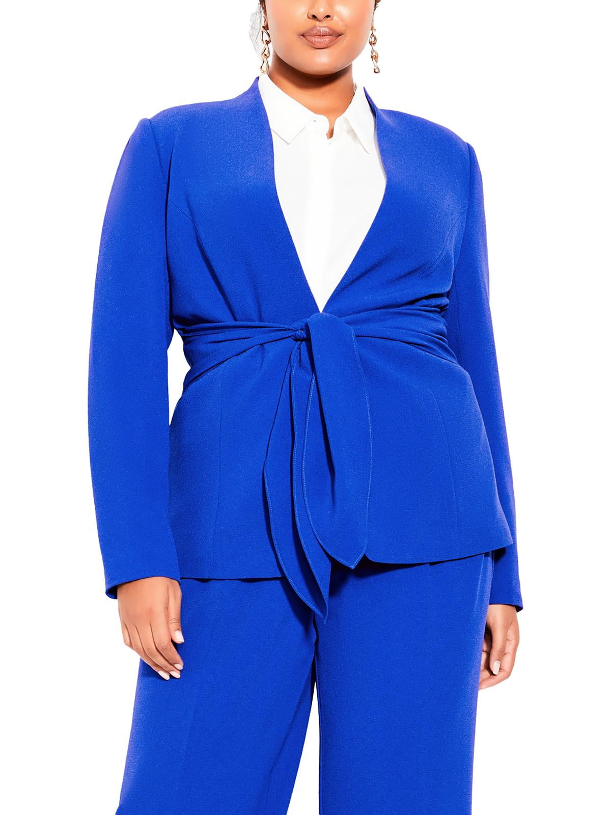 City Chic Womens Knit Textured Open Front Blazer