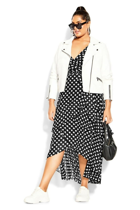 Women's Plus Size Emilia V-neckline Flutter Sleeves Fit and Flare Maxi Dress