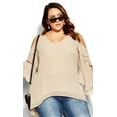 thumbnail image 1 of City Chic Women's Plus Size Hi Lo Cold Shoulder Top Full-Length Sleeves V-Neckline, 1 of 4